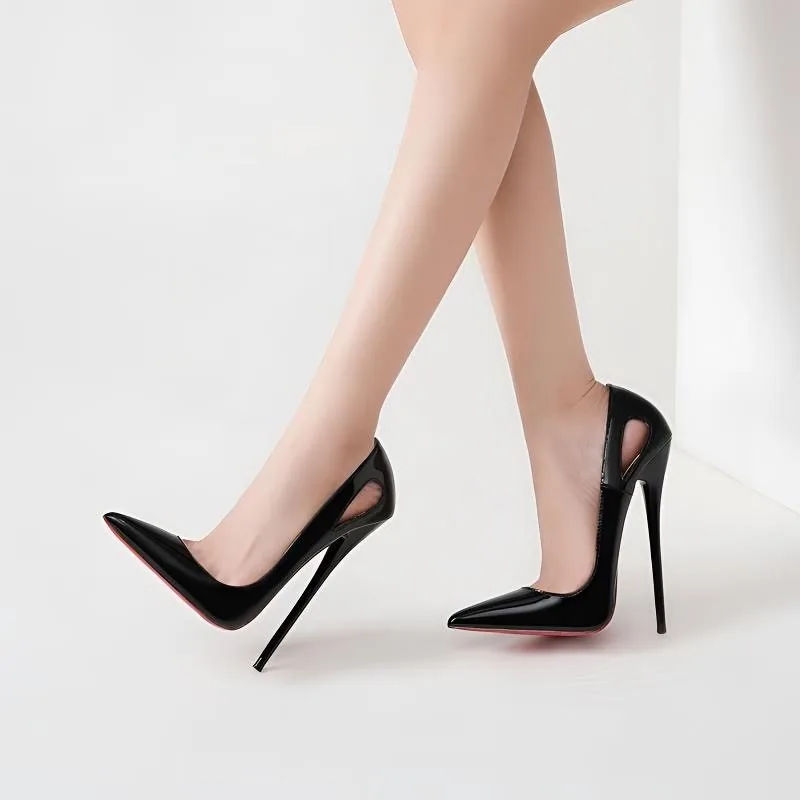 

Новые туфли для танцев на пилоне 2026 года: сексуальные черные туфли на высоком ультратонком каблуке с острым носком из лакированной кожи, большие размеры