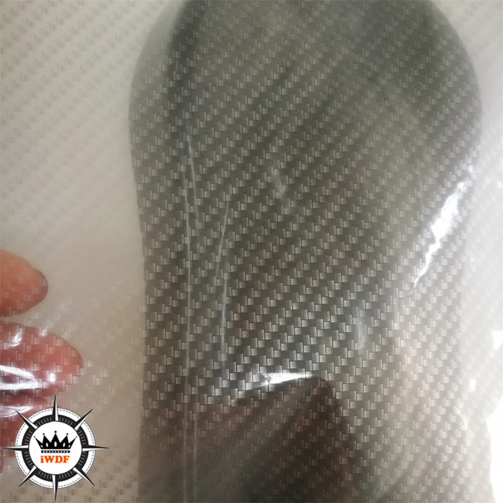 TSAUTOP  0.5mX2m/10m Silver and Transparent Carbon Fiber Water Transfer Printing TSTM066-1 Hydrographics Film for Car Accessorie