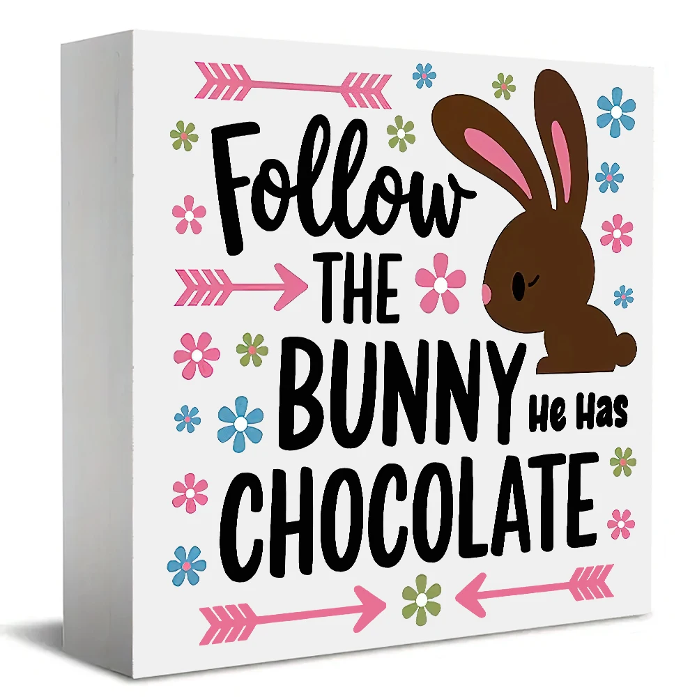 1pc Easter Bunny Wooden Sign - 