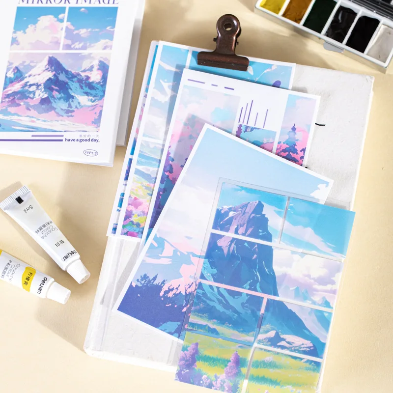 10sets Kawaii Stationery Stickers Time Mirror Junk Journal Planner Decorative Sticker Scrapbooking