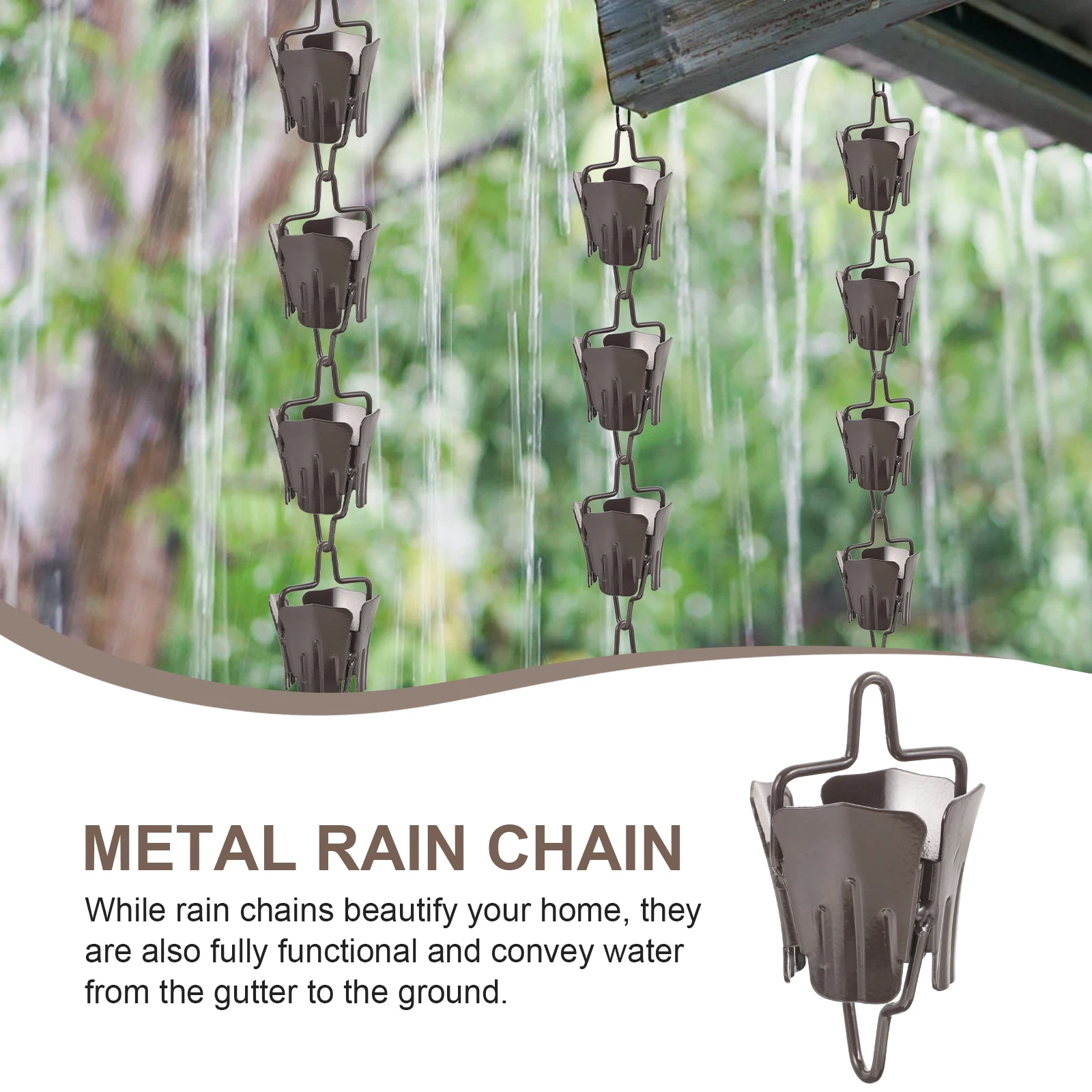 

Aluminum Rain Chain Heavy Duty Decorative Garden Iron Chains for Gutters Outdoor Home Metal Rainchains Waterproof Drainage