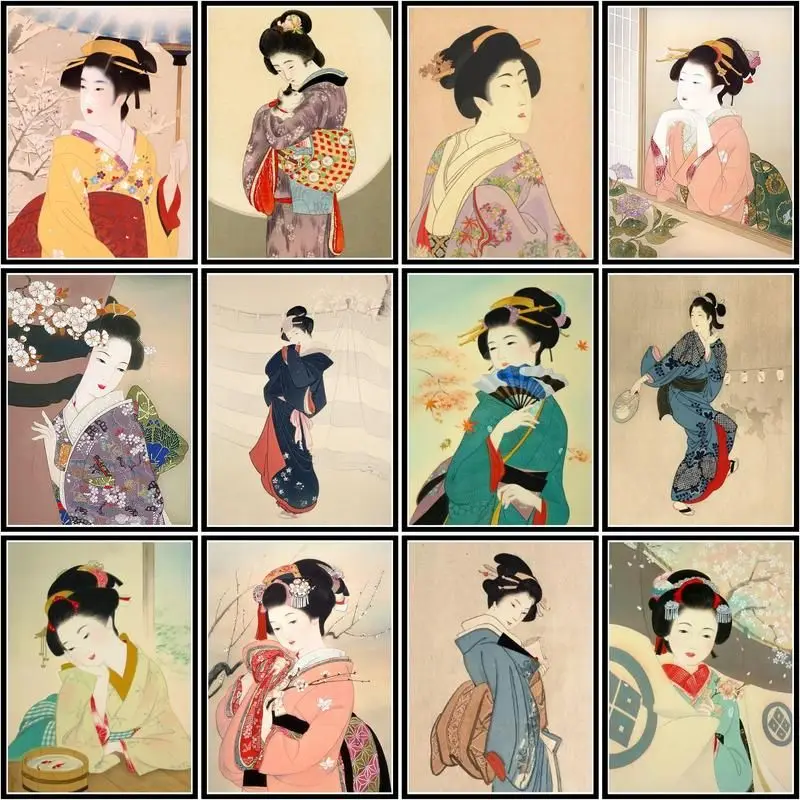 

CHENISTORY Pictures By Numbers Japanese Women Drawing On Canvas HandPainted Art DIY Gift Painting By Number Kits Home Decor