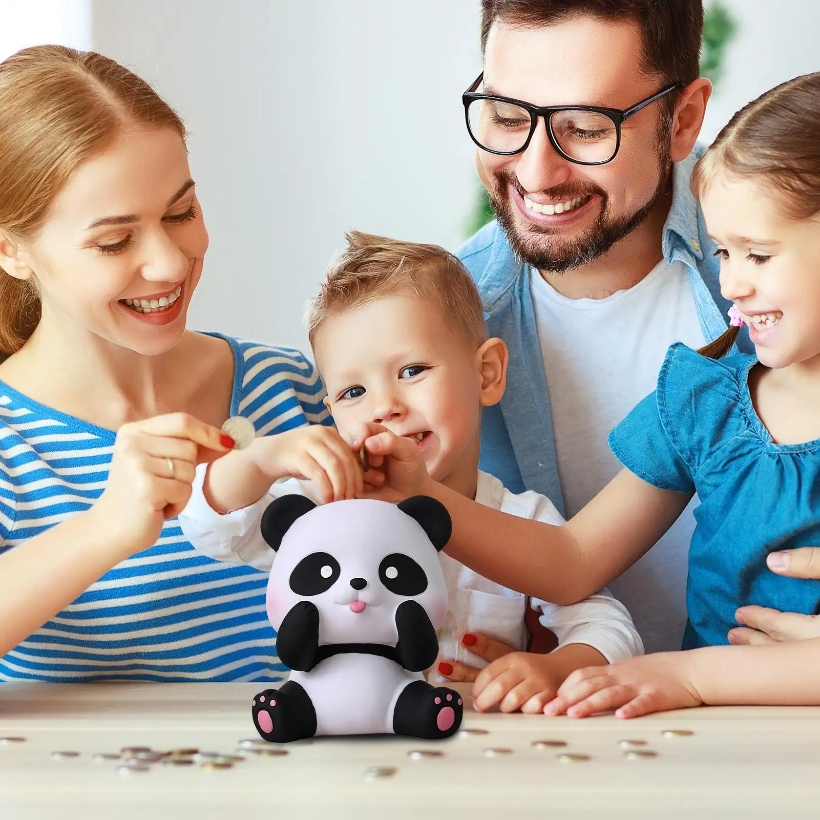 Coin Bank Panda Shape Kids Coin Saving Bank Tabletop Display Cartoon Ornament Quick Retrieval For Living Room Study Room Bedside