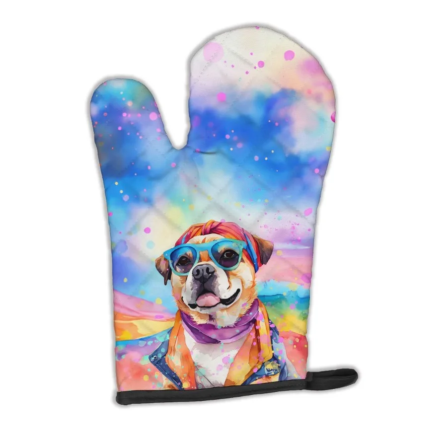 

Pug Hippie Dawg Oven Mitt Heat Resistant Thick Oven Mitt for Hot Pans and Oven Kitchen Mitt Protect Hands Cooking Baking Glove