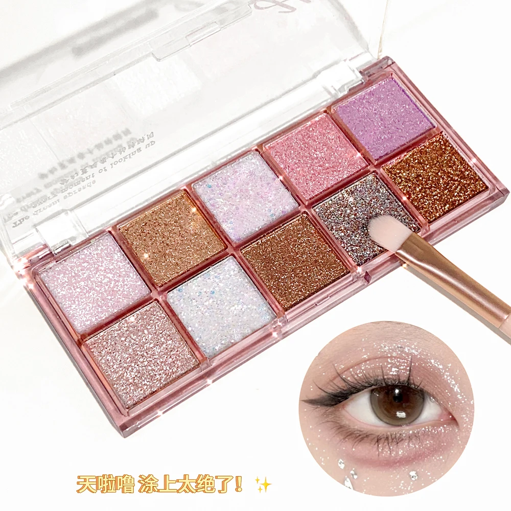 10-Color Eyeshadow Palette: Shimmer, Matte, and Fine Sparkle - Earth Tones and Taro Colors