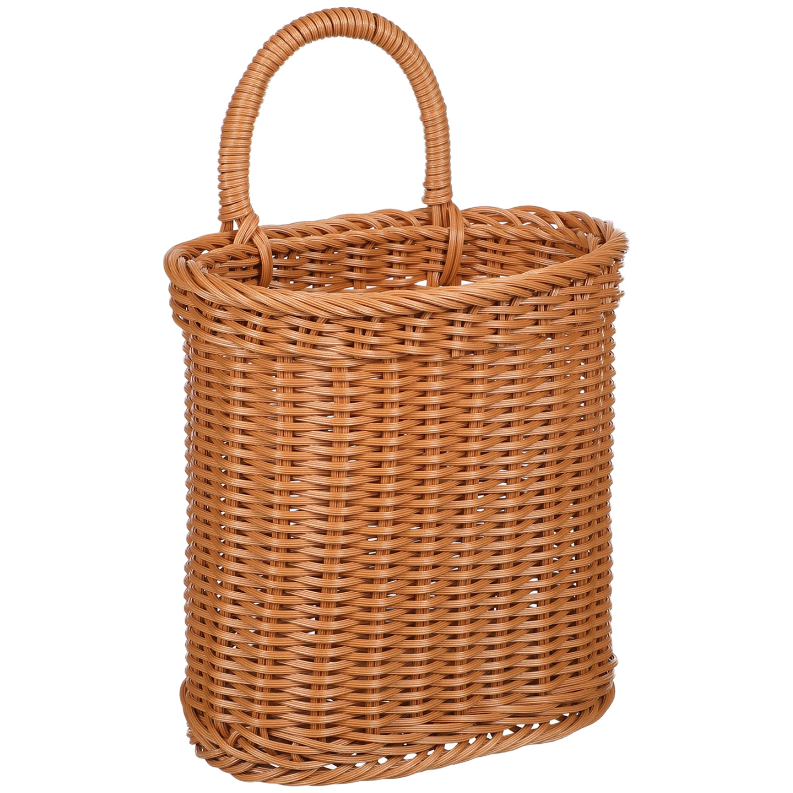 

Handmade Plastic Woven Flower Basket Hanging Storage Container Garlic Vegetable Keeper Organizer for Kitchen Bathroom Balcony