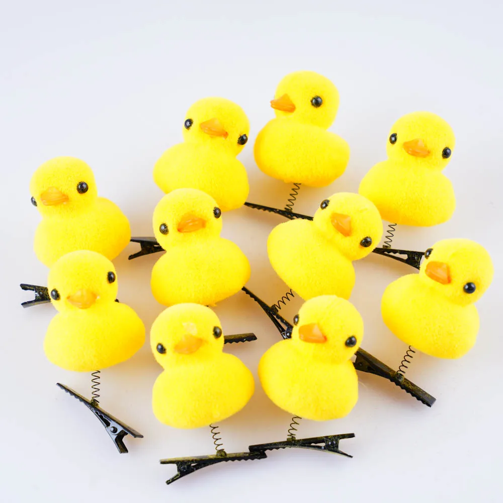 50Pcs/Lot Cartoon Funny Children 3D Little Yellow Duck Plush Hairpin Fashion Animal Duckbill Clip Accessories Headwear Wholesale