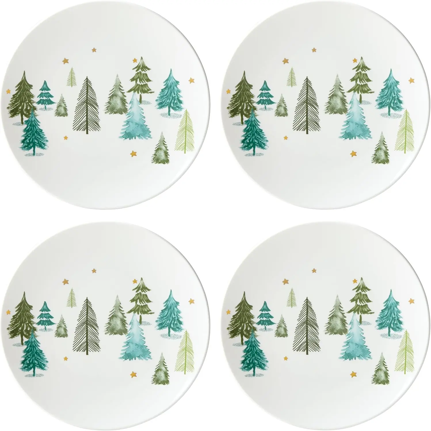 

880066 Balsam Lane 4-Piece Accent Plate Set, Christmas Drinkware, Holiday Hosting