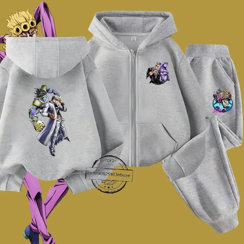 

Autumn and winter JOJO's Fantasy adventure children's hoodie set day cartoon print new long-sleeved street zipper shirt casual