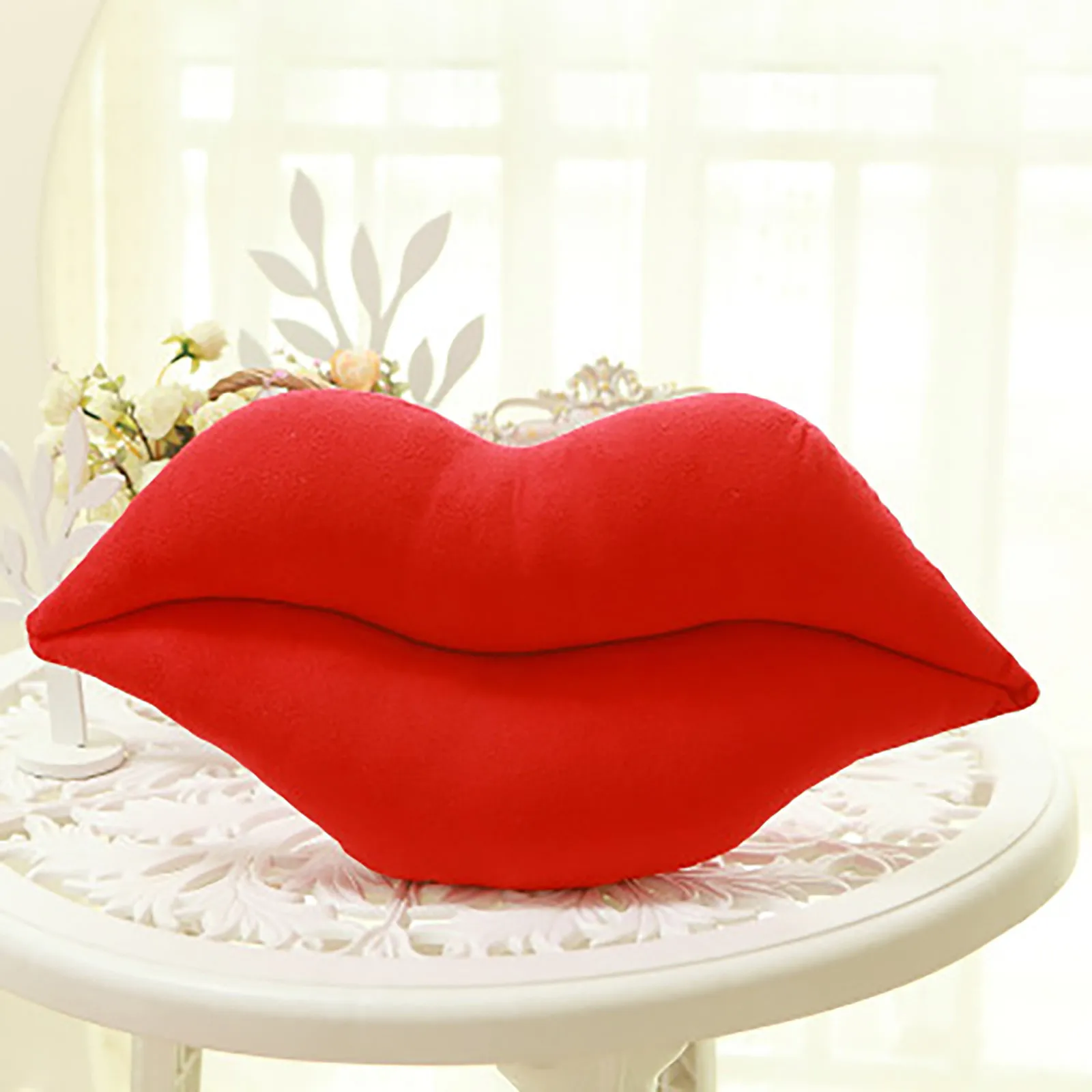 Valentine\'S Day Pink Lips Shaped Pillow Couple Plush Cushion Pillow Festival Celebration Party Supplies Romantic Gifts DIY 2024