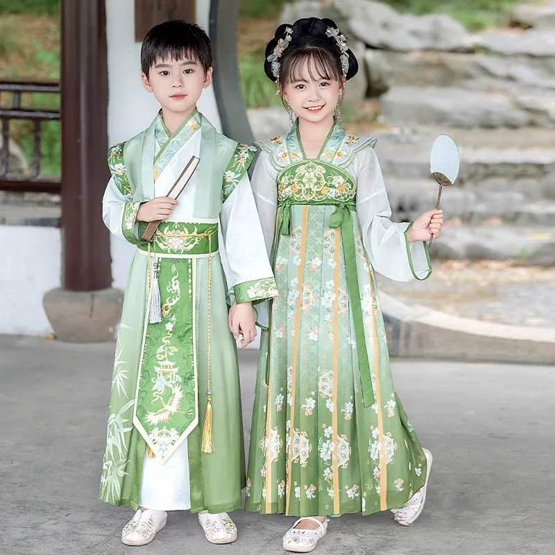 Ancient Costume Hanfu Boy Outfit Cosplay Princess Girls Casual Dresses Children Chinese Hanfu Dress Kids Clothes Vestidos Summer