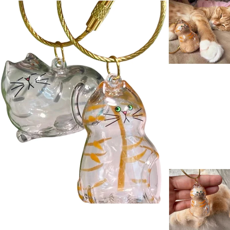 2 шт., прозрачная коробка для хранения из кошачьего меха, кулон, капсула из кошачьей шерсти, памятная коллекция, сумка, подвеска, брелок, аксессуары для кошек