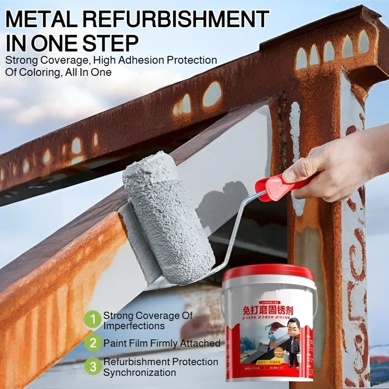 1KG/2KG Water-Based Rust Converter Corrosion and Rust Prevention No Sanding Needed Metal Paint for Door Windows Railings Stairs