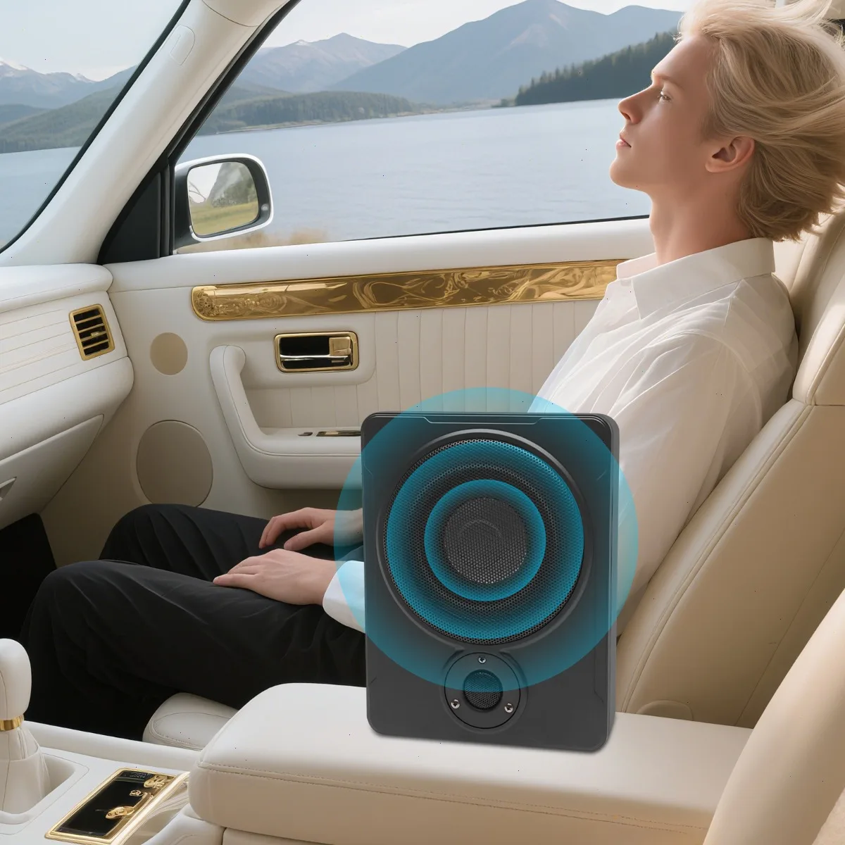 Car Subwoofer, Under Seat Active Subwoofer, 600W, 8 Inch, Built-in Amp, Slim Design, Deep Bass, HiFi Sound, for Car Audio, Stereo System, with Remote Control view 3