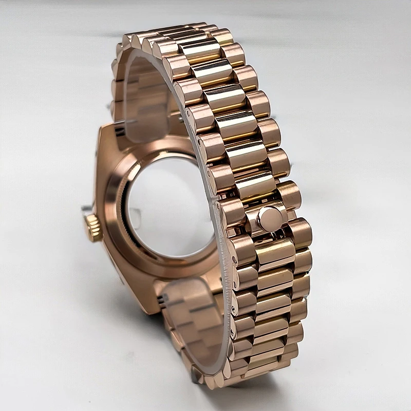 NH35 Case 36mm/39mm DJ Rose Gold Diamond Bezel Sapphire Glass Fit