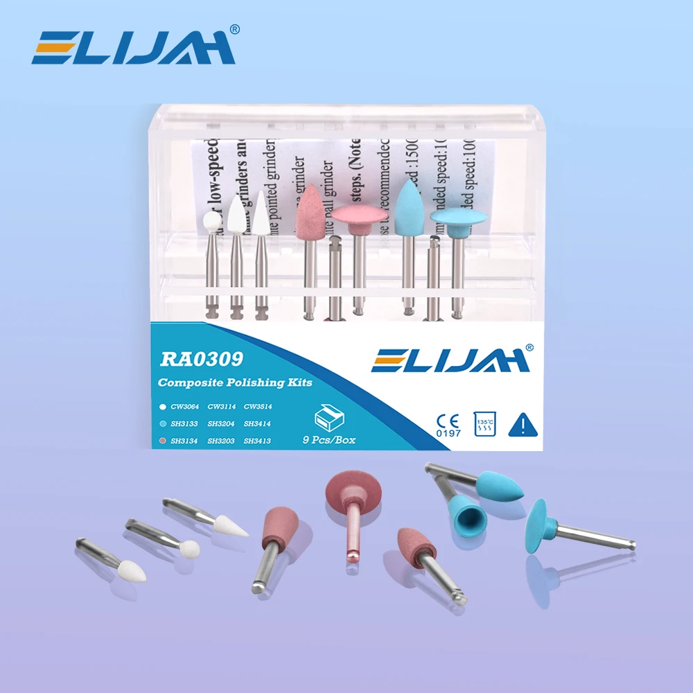 ELIJAH Dental Composite Polishing Kit composite/Amalgam/porcelain High Resin Polishing Set for Low Speed Handpiece Contra Angle