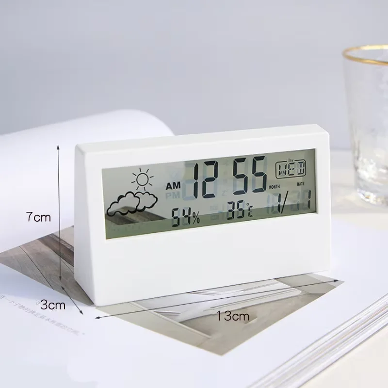 LED Thermometer Thermo-Hygrometer Multifunction Electronic Clock Temperature Humidity Meter Weather Station for Home With Alarm