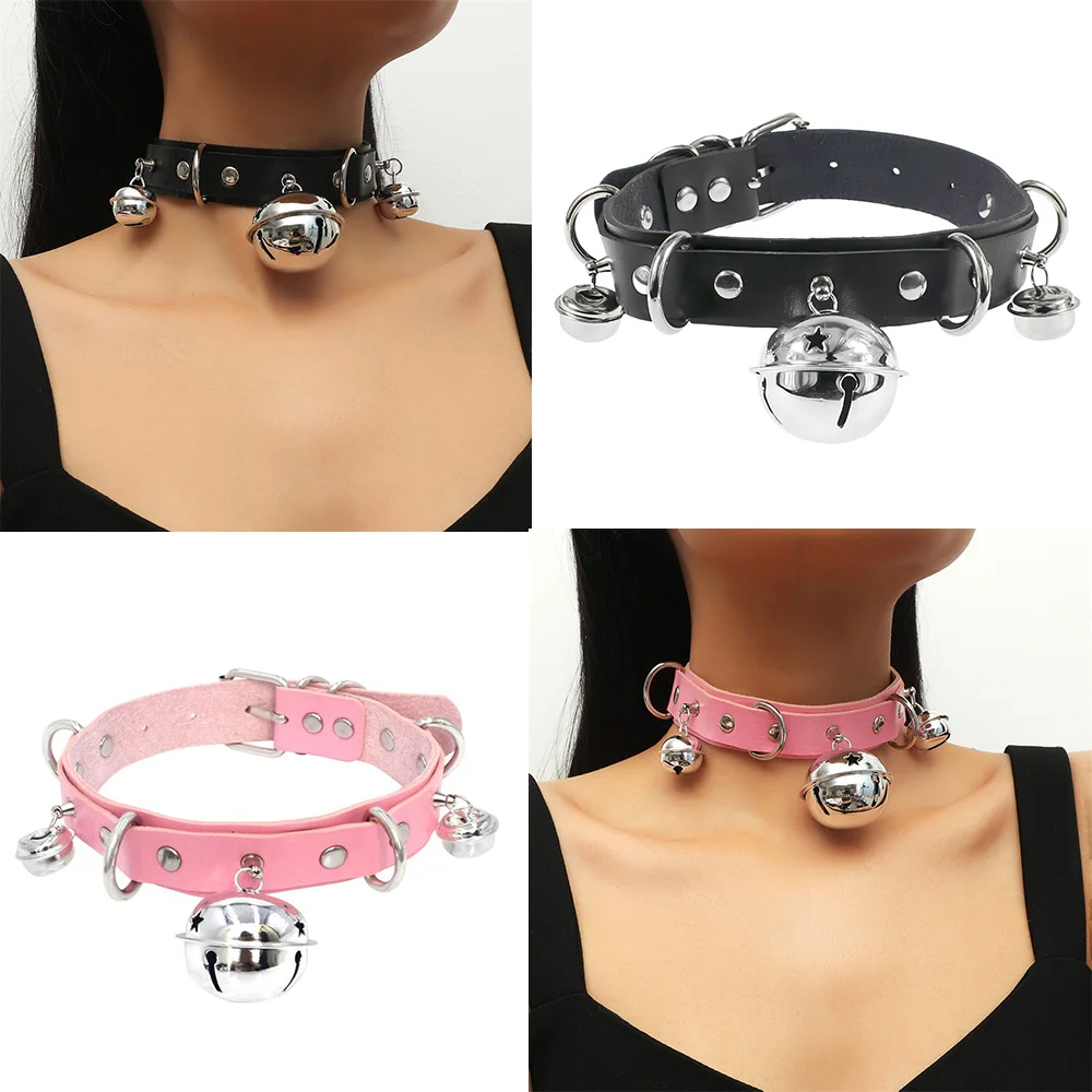 فاسق الأزياء المتناثرة مبالغ فيها مثير بو الجلود طوق مميزة جرس قلادة قلادة #2