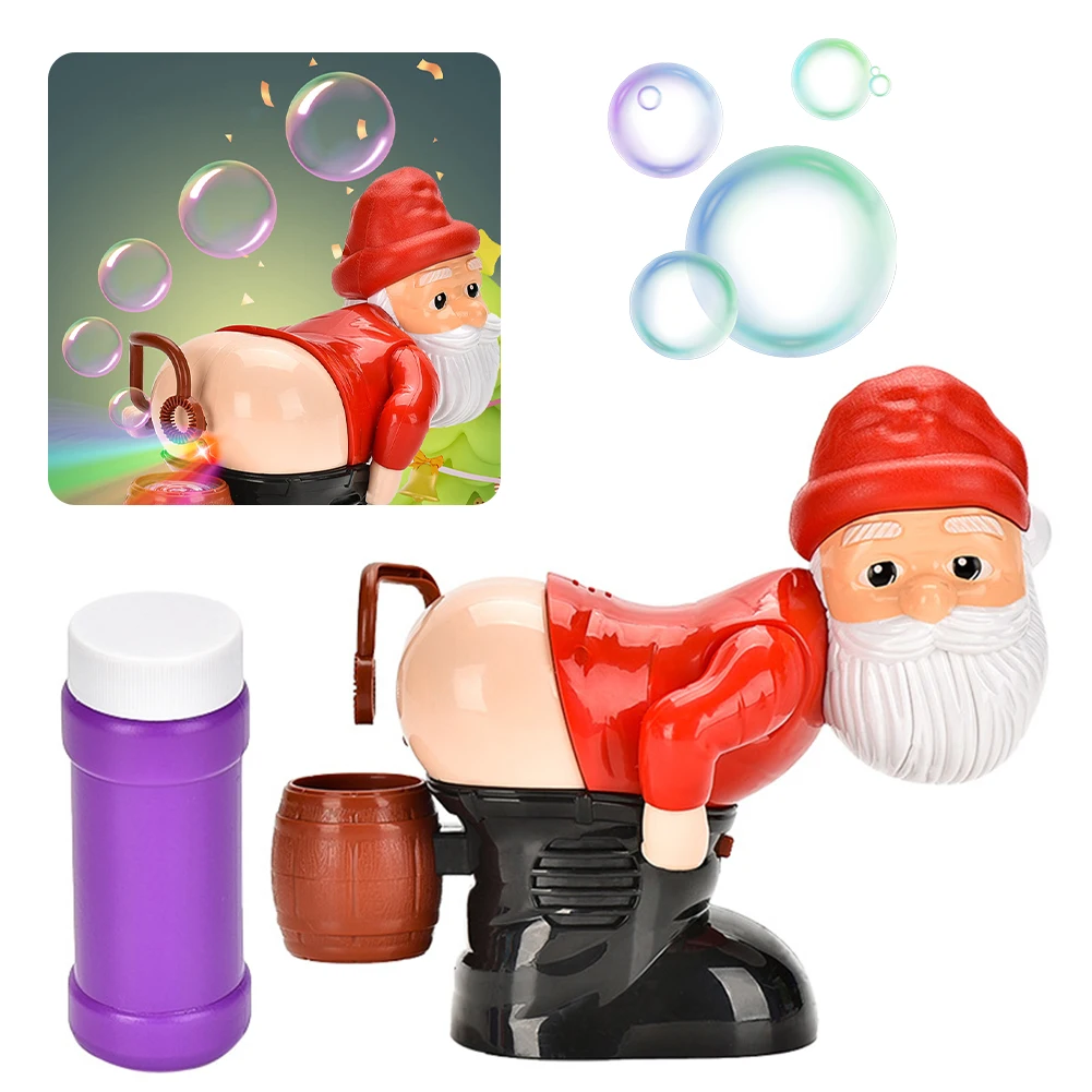 Funny Santa Claus Bubble Maker with Fart Sound & LED Lights, Unique Gag Gift Automatic Bubble Blowing Machine for Christmas
