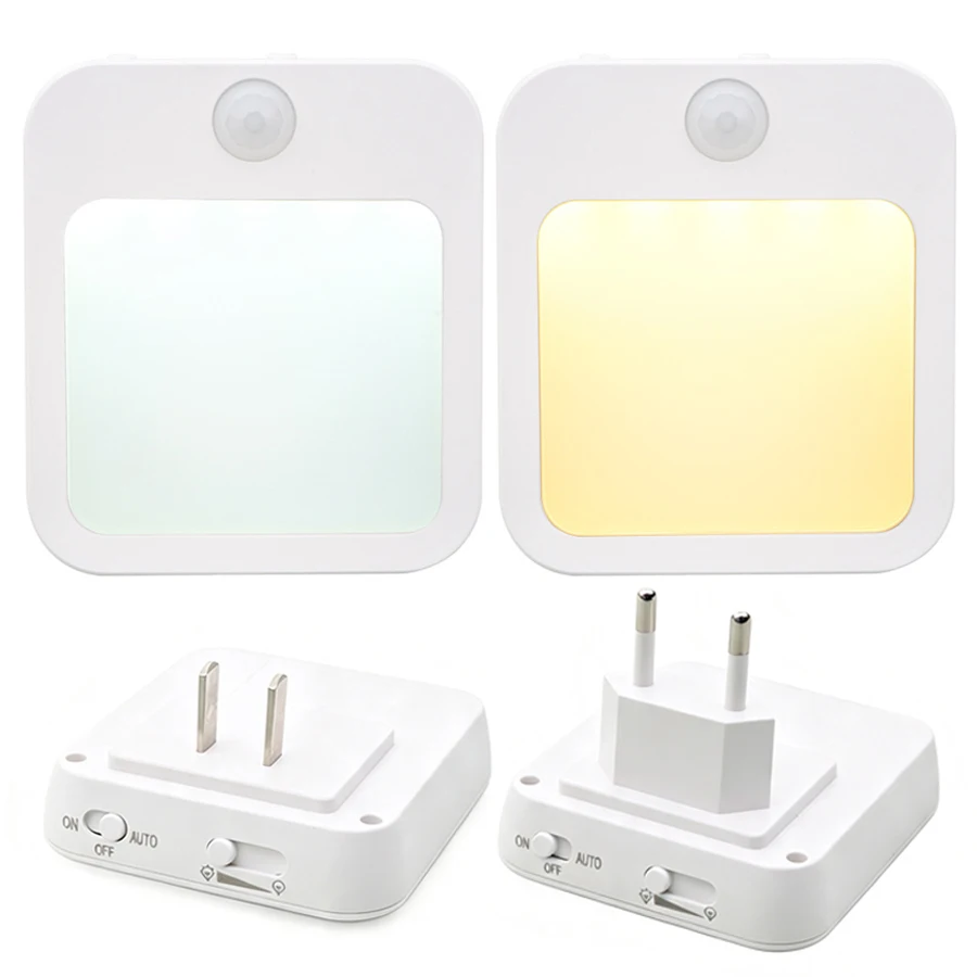 Motion Sensor LED Cabinet Light EU US Plug into Wall Night Light Auto on off Bedroom Lamp Bathroom Hallway Closet Kitchen Lights