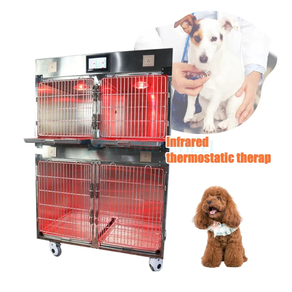 Vet Inpatient Chamber Luxury Pet Infrared Therapy Cage Animals Stainless Steel Pet Cage For Veterinary Hospital