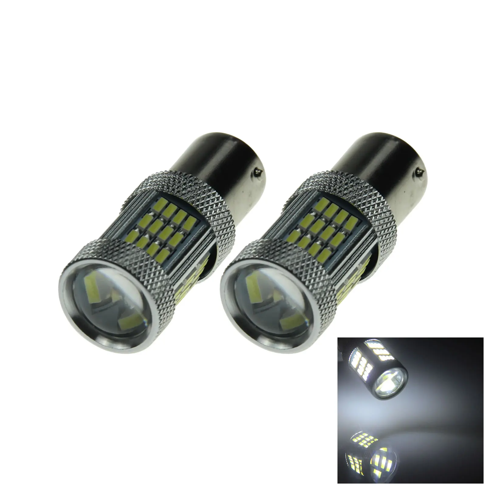 2x White AUTO 1156 Marker Lamp Single Light 54 Emitters 4014 SMD LED 1129 3497 Z20157