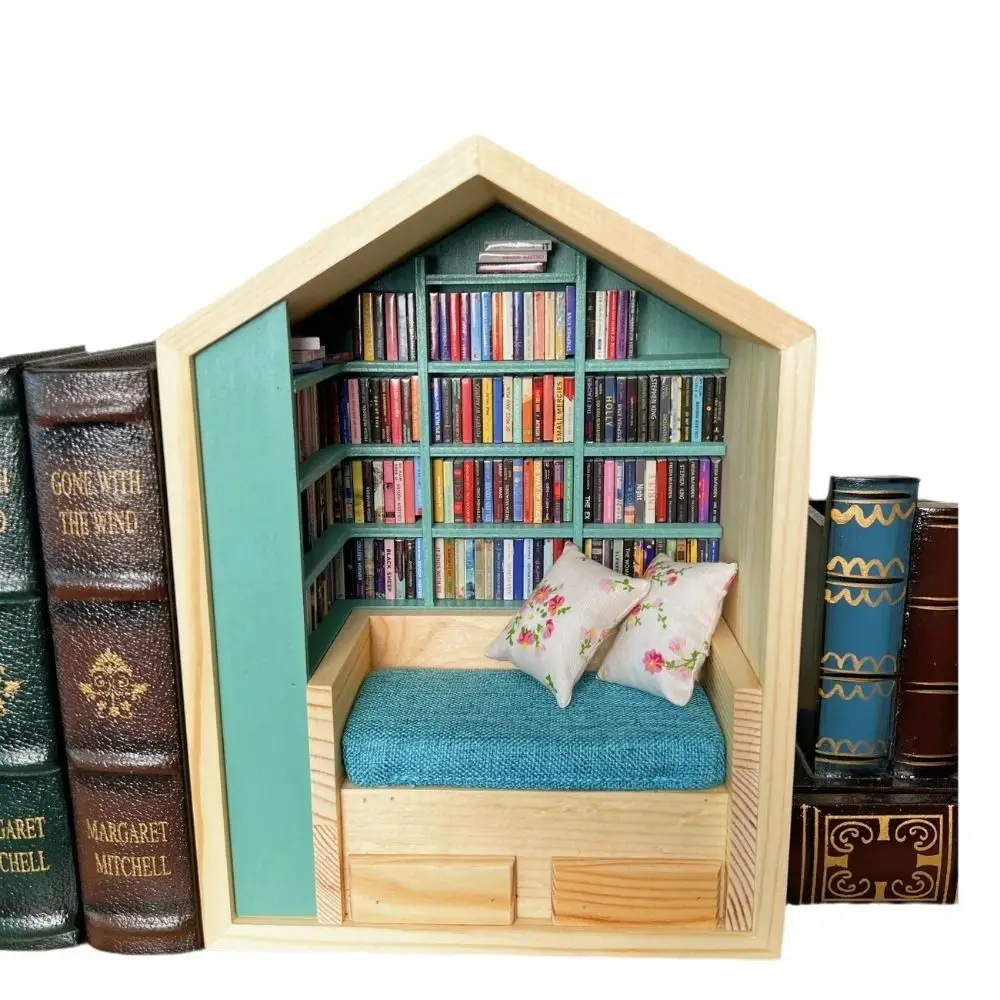 Shake Away Your Anxiety Anti-Anxiety Bookshelf Creative Reduce Pressure Anxiety Bookshelf Ornament with 200 Books and 2 Cushions