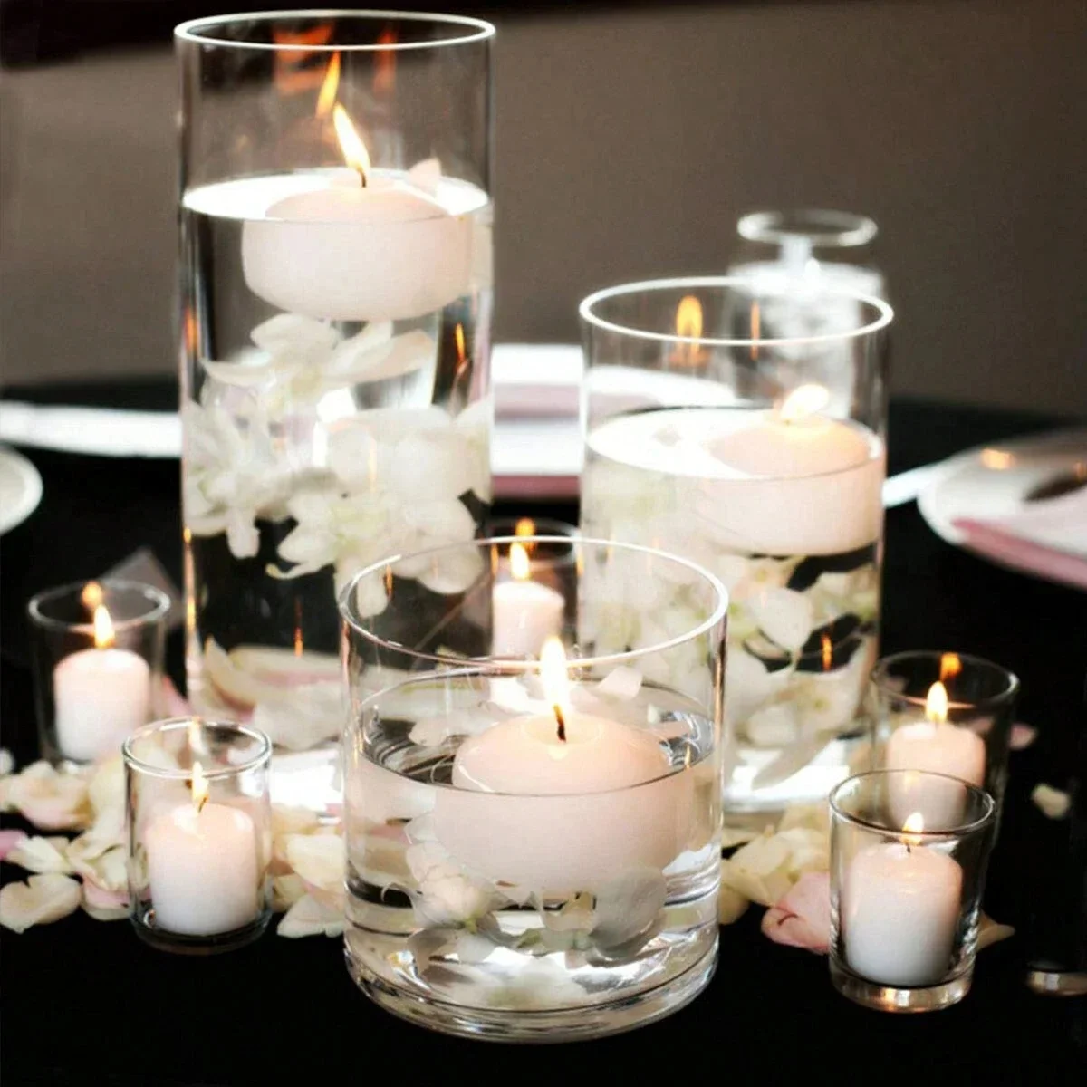 Cylinder Glass Cup Candlestick Wedding Transparent Candle Cup Holder Glass Vase Dining Table Candle Container Art Storage Jar