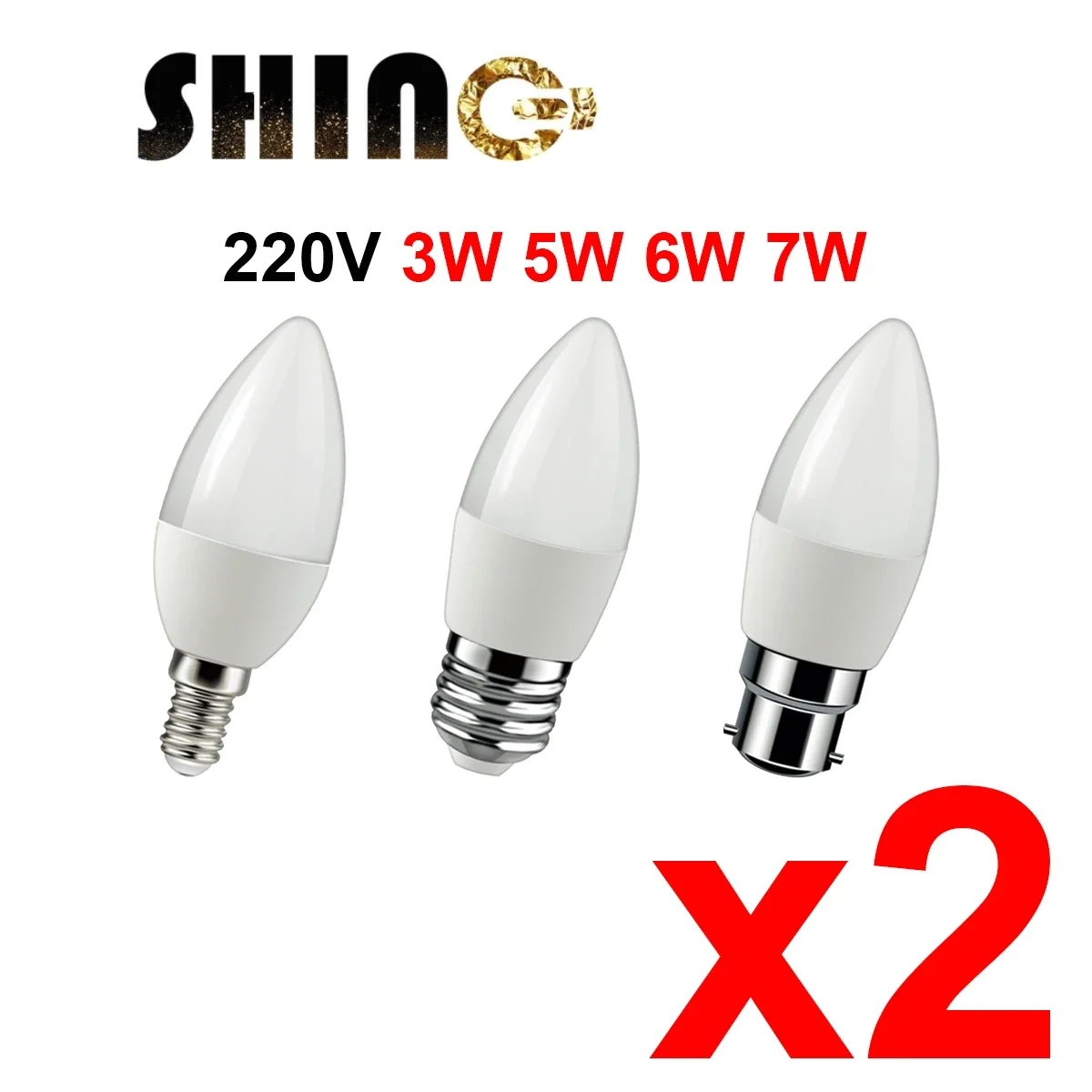 

2PCS Led Candle Bulb C37 3W 5W 6W 7W E14 220v-240v 3000K 4000K 6000k For Home Decoration Lamp