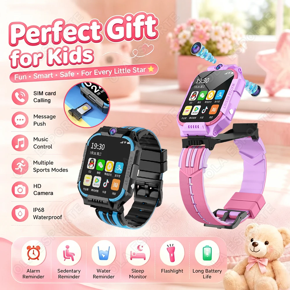 

5G SIM Card Kids SmartWatch Waterproof Upgrade Touch Screen SOS GPS Positioning HD Camera Two Way Video Call Gift for Boys Girls