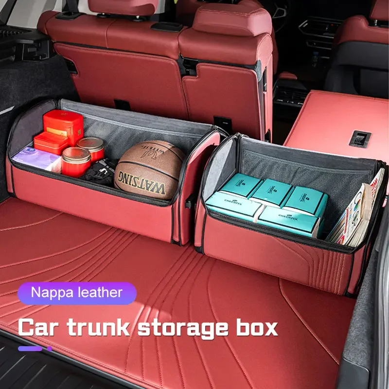Car Trunk Organizer Box Large Capacity for Mercedes Benz W203 W204 W205 W210 Subaru Ford Tesla BMW Leahter Stowing Tidying Box