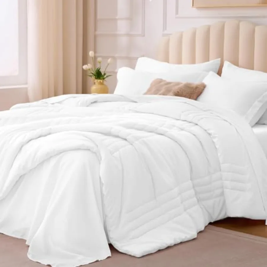 

Комплект постельного белья - 7 предметов, мягкий комплект для всех сезонов, премиум-качество, включает одеяло, простыни и наволочки.