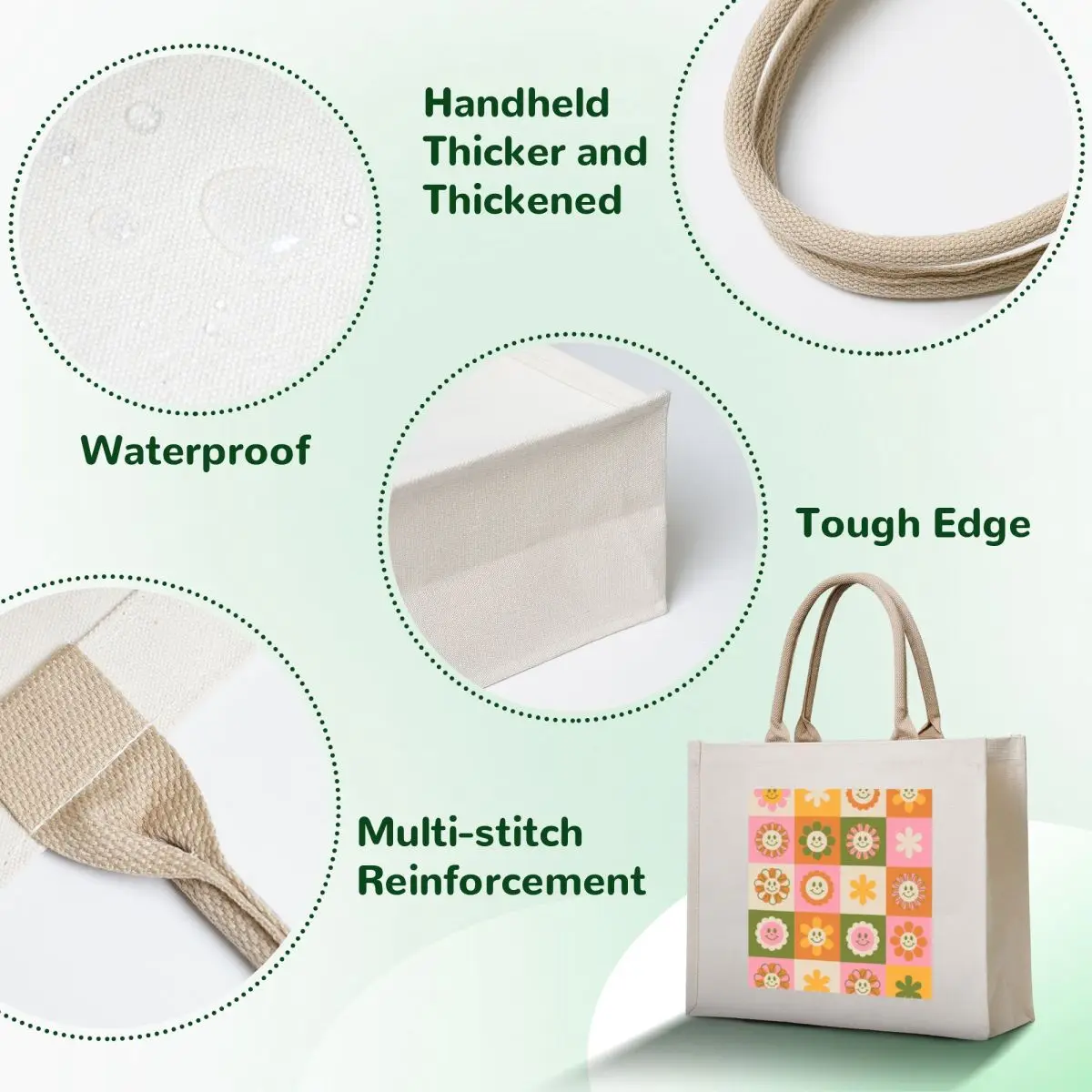 Cheery Floral Checks Tote Bag Women's shopper Canvas stote bag Shopper handbag hand bag