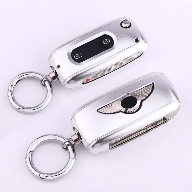 Aluminum Alloy Car Key Case Cover FOB Key Covers for Bentley Continetal Mulsanne Flying Spur Bentayga Shell Auto Accessories