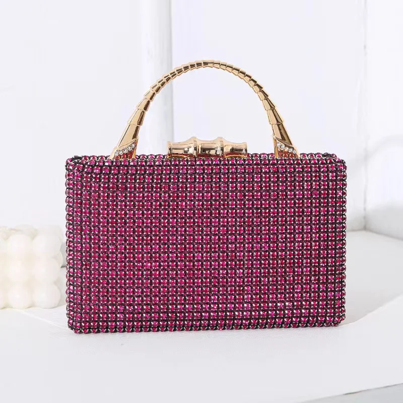 

Europe and the United States 2024 new diamond dinner bag socialite banquet bag metal handbag hand diamond handbag clutch