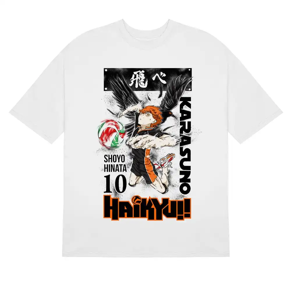 Haikyu!! Shoyo Hinata Karasuno Winged Spiker Graphic T-Shirt - Anime Sports Apparel