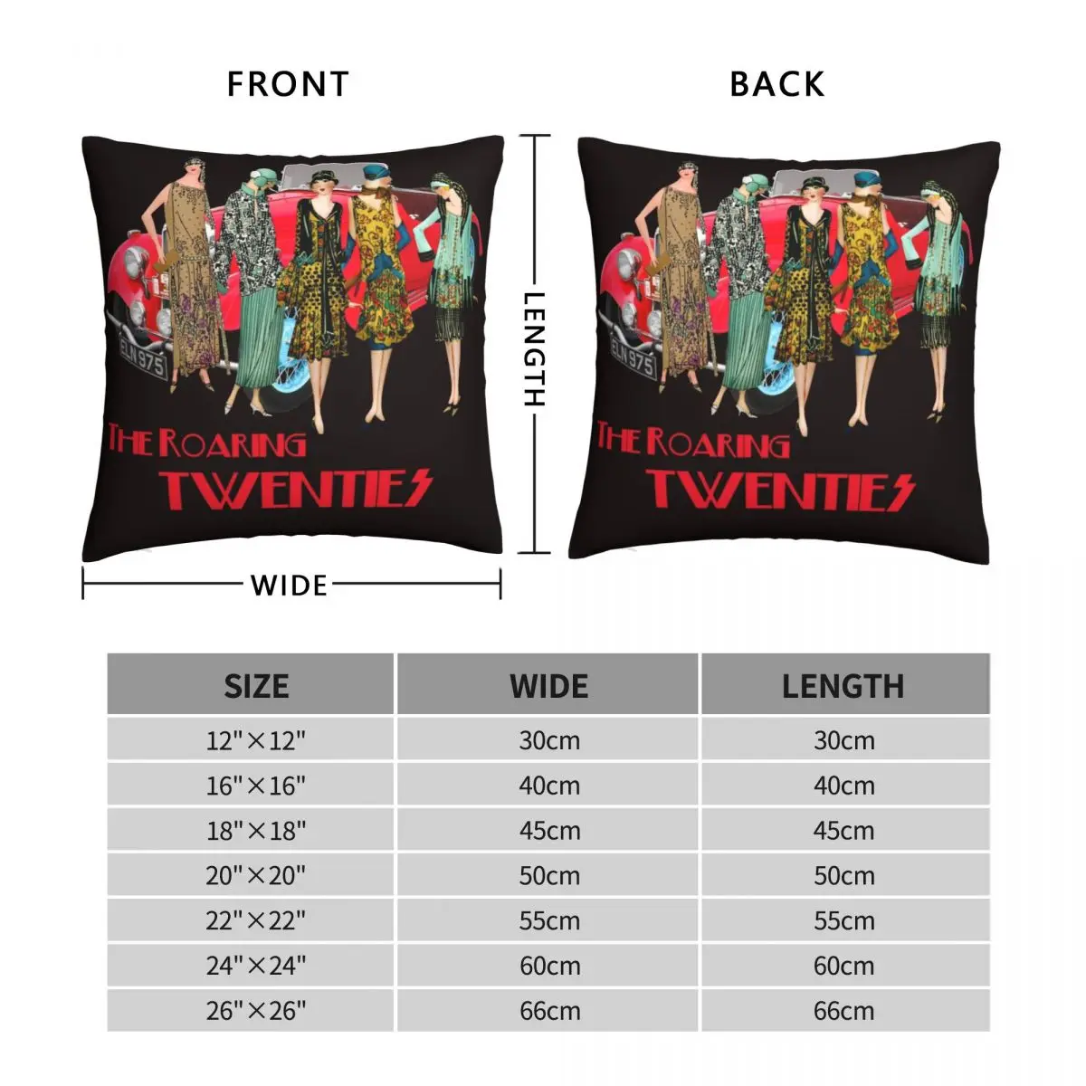 Roaring 20s Flapper Girls Square Pillowcase Polyester Linen Velvet Pattern Zip Decorative Throw Pillow Case Home Cushion Case