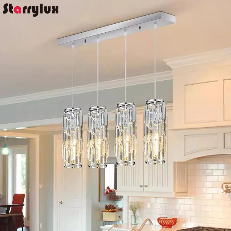 American Luxury Crystal 3-Light Pendant Kitchen Island Lighting Bar Chandelier Modern Farmhouse