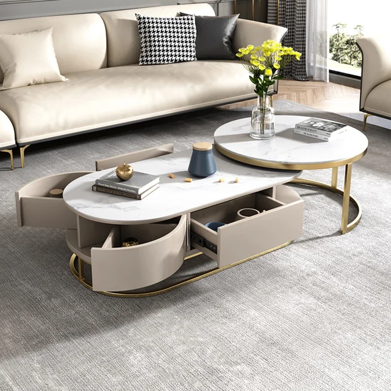 

#Simple Style Large Storage Space Center Nesting Modern Round Luxury Tea Coffee Table