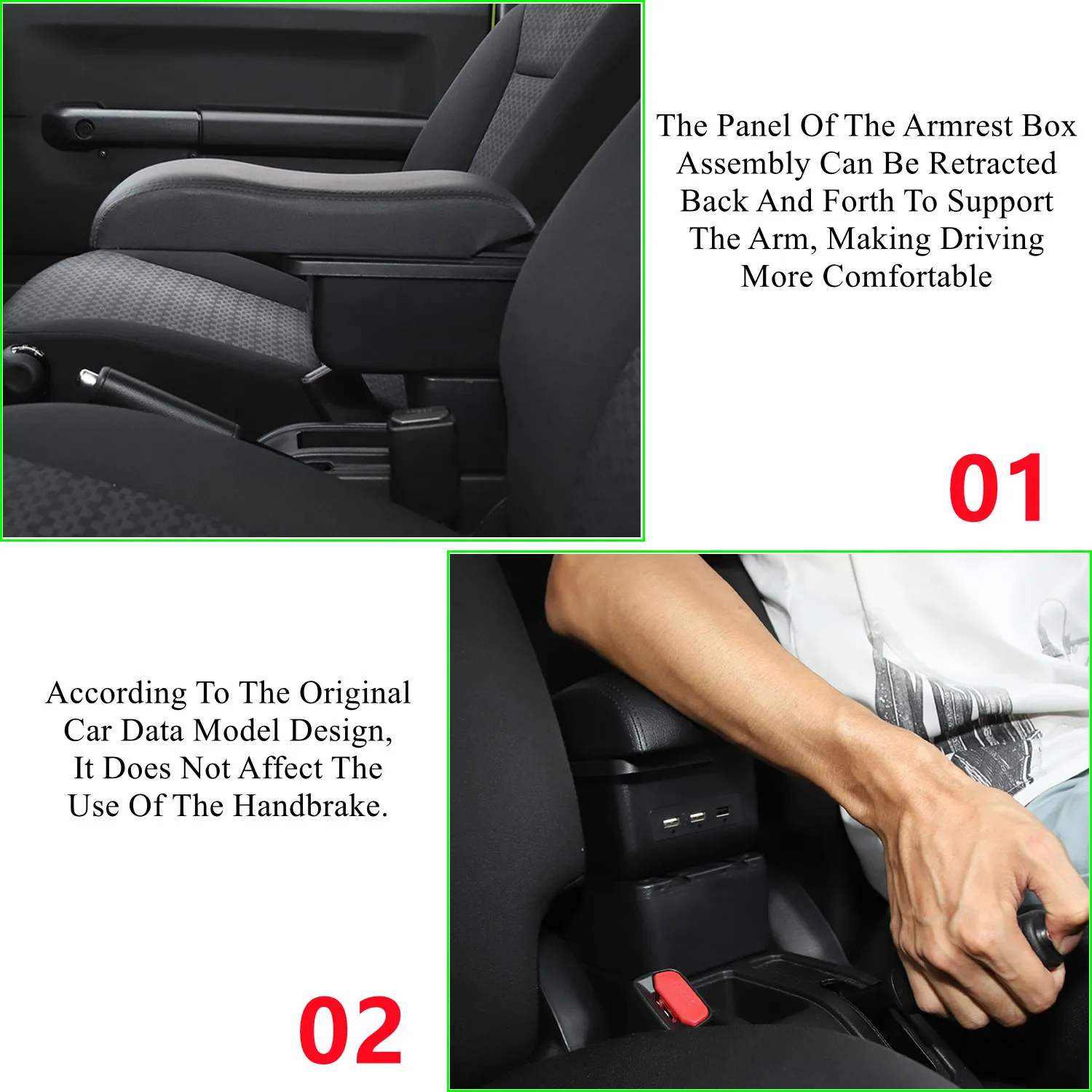 Car Console Center Armrest Box Assembly for Suzuki Jimny JB64 JB74 2019-2023 Auto Interior Accessories with 3 USB Charger Port