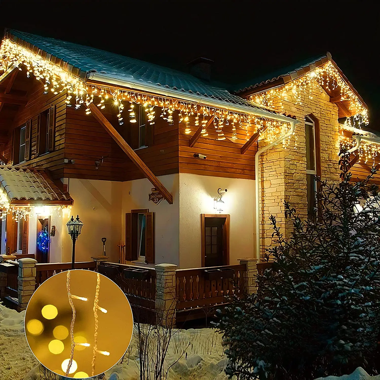 Christmas Decoration 2025 Led Lights Outdoor Street Garland 8/12M Waterproof Connector Icicle Light New Year 2025 Decor for Home