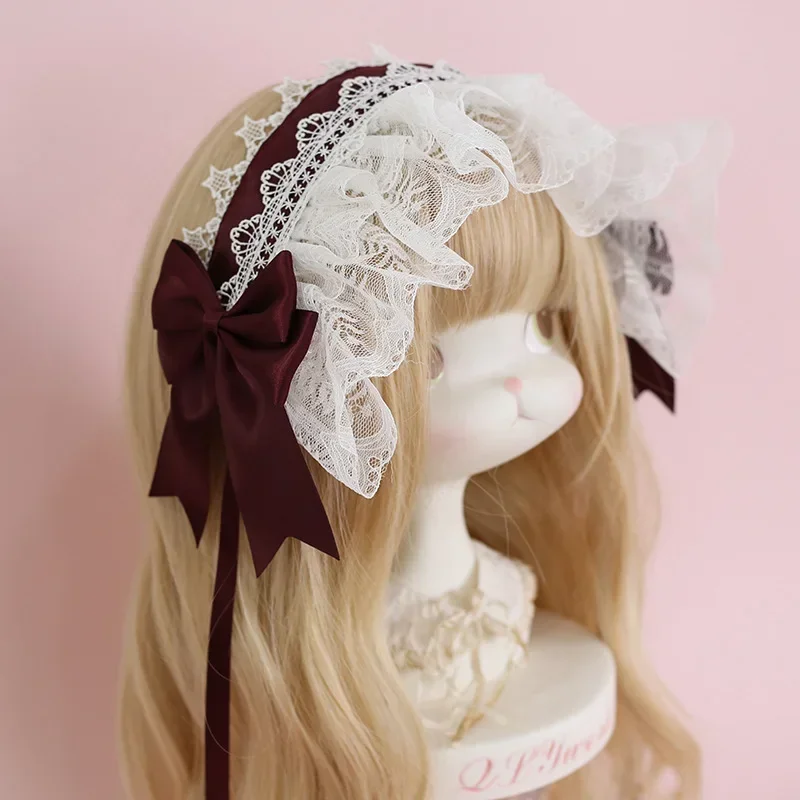lolita headband hair accessories hair accessories sweet lace headband KC dark ribbon bow