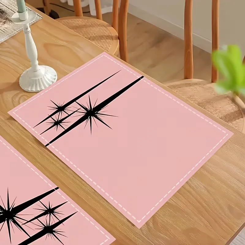 Retro Pink Atomic Starburst Placemat Modern Style  Table Pad Chic Minimalist Design Kitchen Coffee Desk Table Decoration