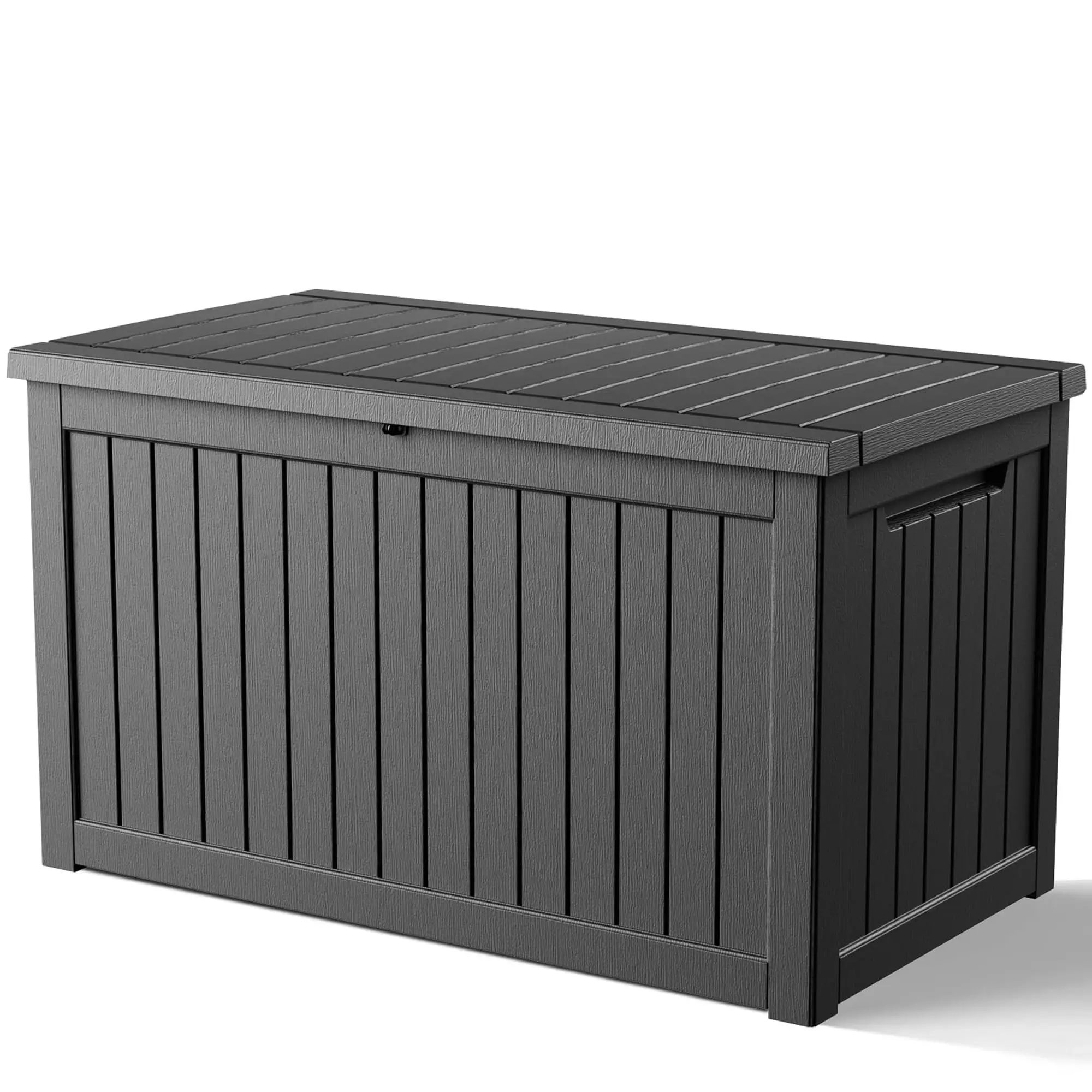 320 Gallon Large Outdoor Storage Box Waterproof, UV Resistant Resin Deck Box with Hydraulic Rod & Lockable Latch for