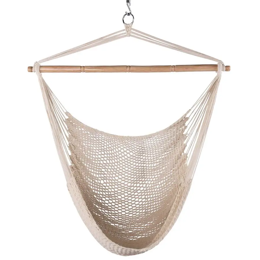 

Chair Caribbean Hanging Rope Weaving Chair with 40 Hardwood Spreader Bar and SoftSpun Cotton Rope for Indoor Outdoor Backyard am