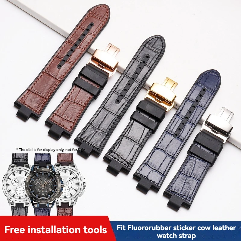 Para versace pulseira de relógio masculino sportverb0018 mostrador de três olhos com boca elevada fluorororubber adesivo couro pulseira de relógio especial