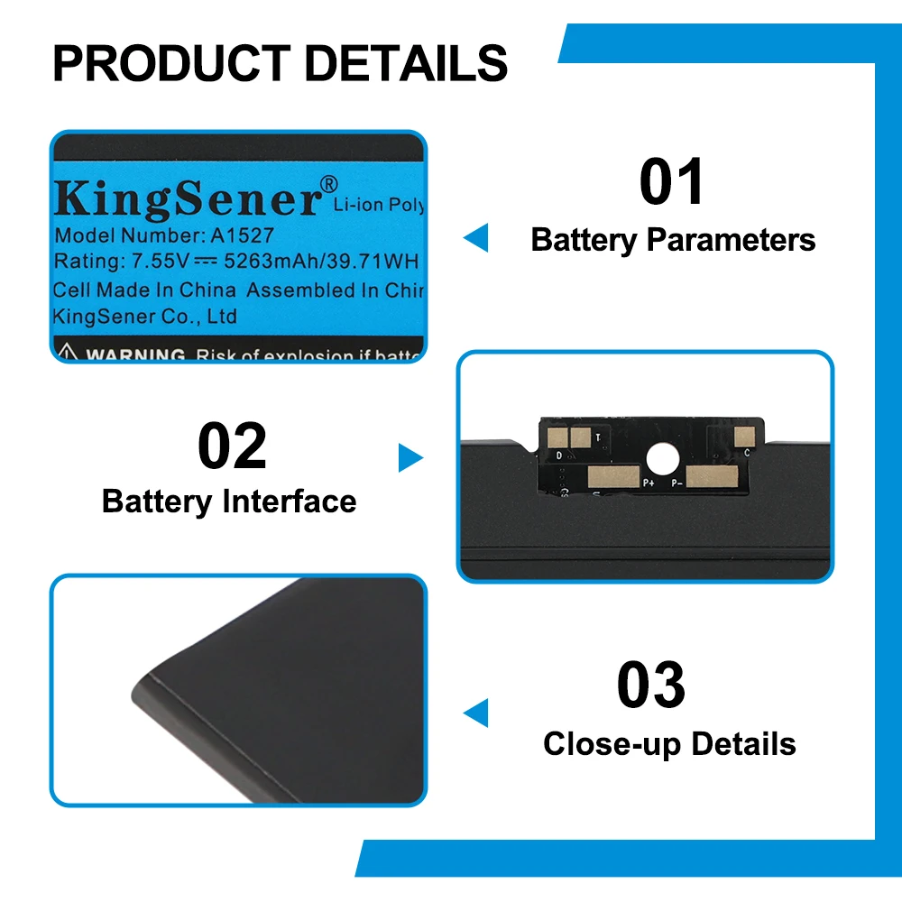 Bateria do laptopa KingSener A1527 A1705 do APPLE Macbook Pro 12' A1534 roczniki 2015 2016 2017 MF855 MJY32CH/A MK4M2 EMC2746 EMC2991 — zdjęcie produktu 5