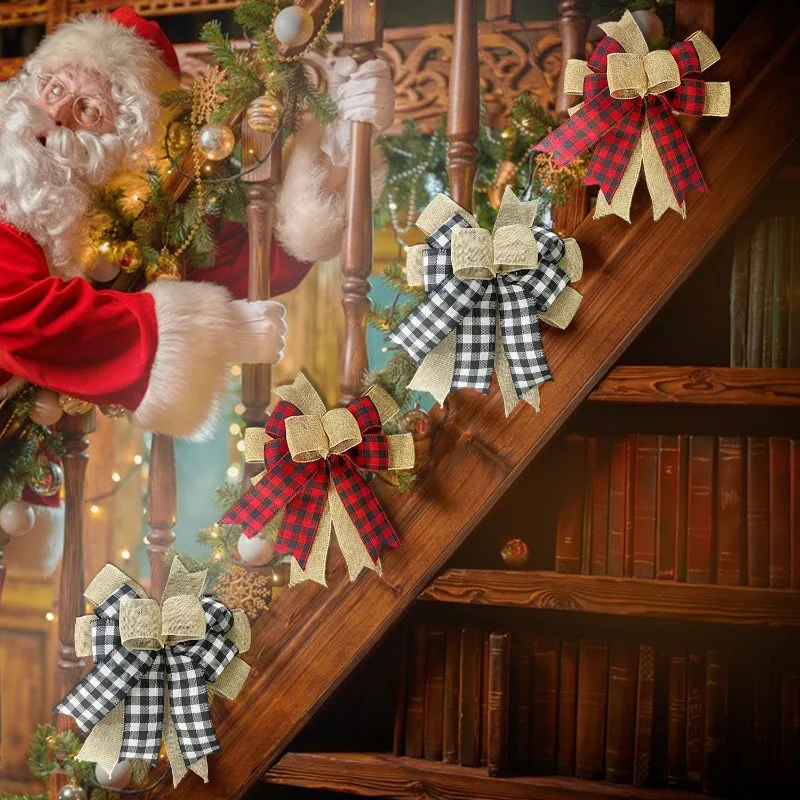 Classic Checkered Christmas Ribbon Made of Linen-like Material Decorating Christmas Trees Gift Boxes and Party Venues Decoration