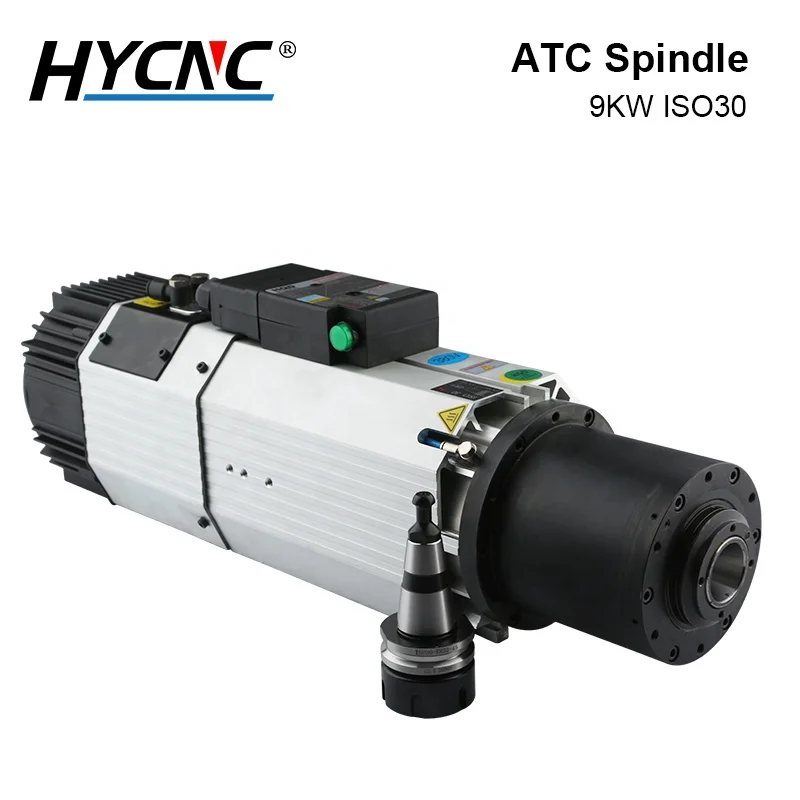 มอเตอร์แกนหมุน HQD 9kw 220v 380v แบบหัวยาว Atc 9 กิโลวัตต์ Hsk Iso30 Bt30 ชุดมอเตอร์เฟสเดียว ใช้แทน Hsd สำหรับเครื่องเราเตอร์ซีเอ็นซีเหล็ก