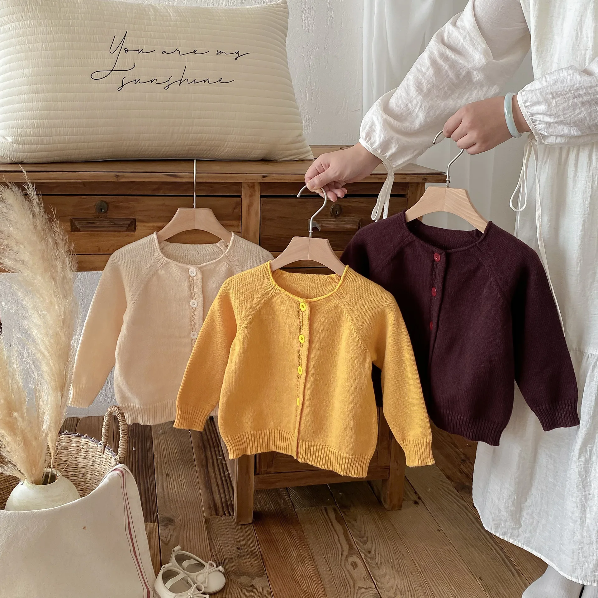 Autumn Children's Clothing Children's Korean Sweater Solid Color Cardigan Boys Girls Japanese Children's Knitted Cardigan Jacket